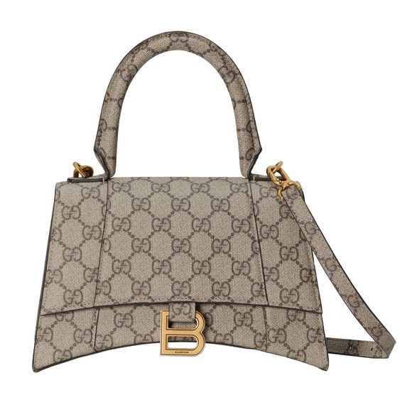 Gucci X Balenciaga Hourglass Hacker Aria Supreme Canvas GG Logo Top Handle Bag - Picture 1 of 12